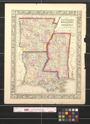 Primary view of object titled 'Map of Louisiana, Mississippi, and Arkansas.'.