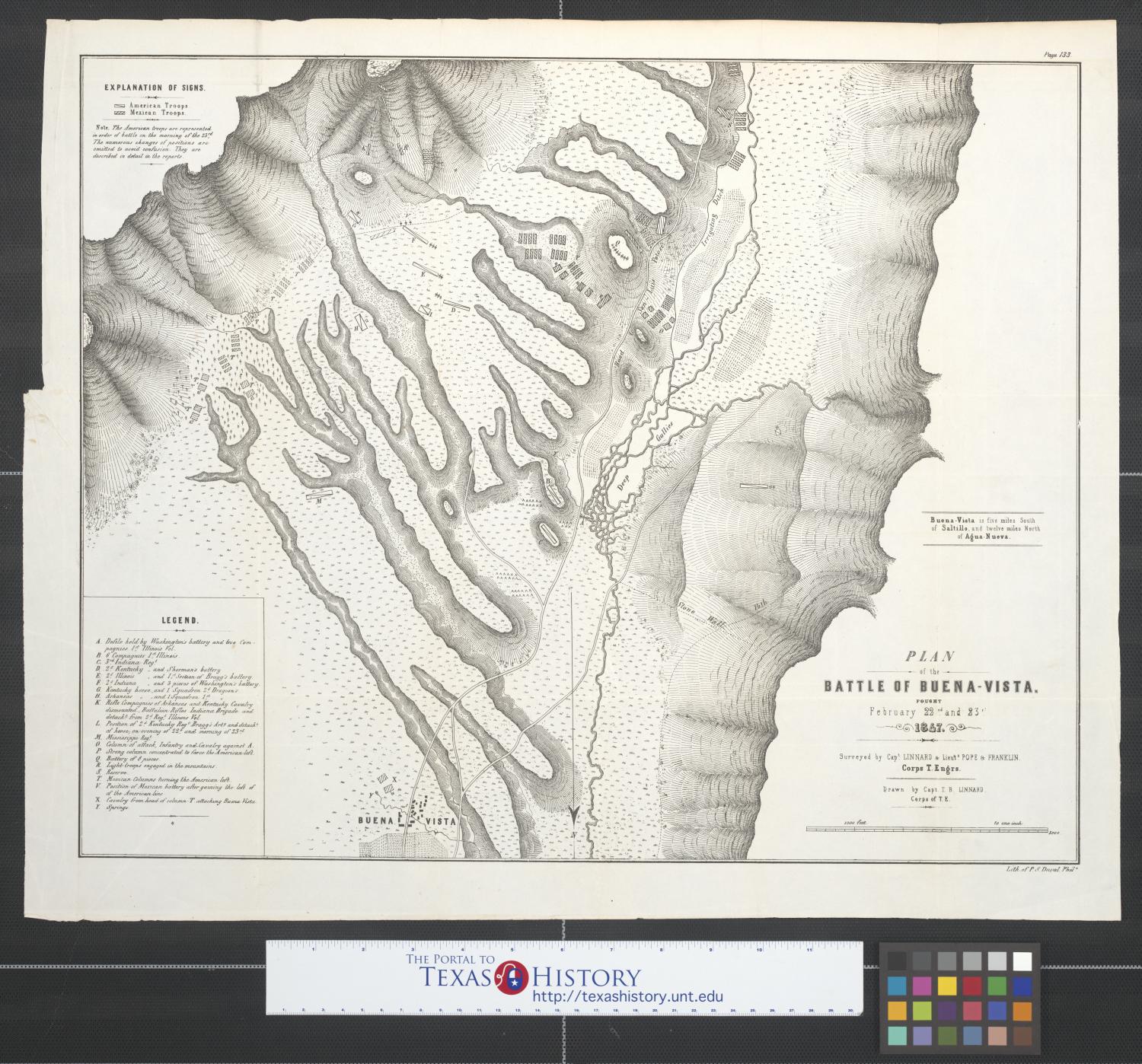 Plan of the battle of Buena-Vista fought February 22nd and 23rd, 1847.
                                                
                                                    [Sequence #]: 1 of 2
                                                