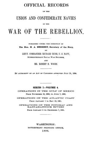 Primary view of object titled 'Official Records of the Union and Confederate Navies in the War of the Rebellion. Series 1, Volume 4.'.