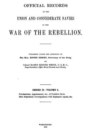 Primary view of object titled 'Official Records of the Union and Confederate Navies in the War of the Rebellion. Series 2, Volume 3.'.