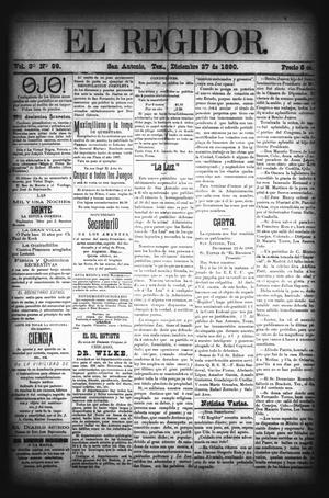 El Regidor. (San Antonio, Tex.), Vol. 3, No. 99, Ed. 1 Saturday, December 27, 1890