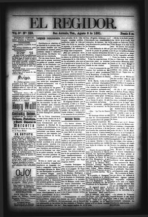El Regidor. (San Antonio, Tex.), Vol. 3, No. 129, Ed. 1 Saturday, August 8, 1891