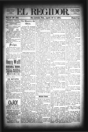 El Regidor. (San Antonio, Tex.), Vol. 3, No. 132, Ed. 1 Saturday, August 29, 1891