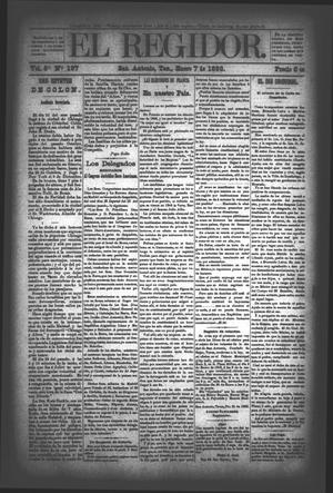 Primary view of object titled 'El Regidor. (San Antonio, Tex.), Vol. 5, No. 197, Ed. 1 Saturday, January 7, 1893'.