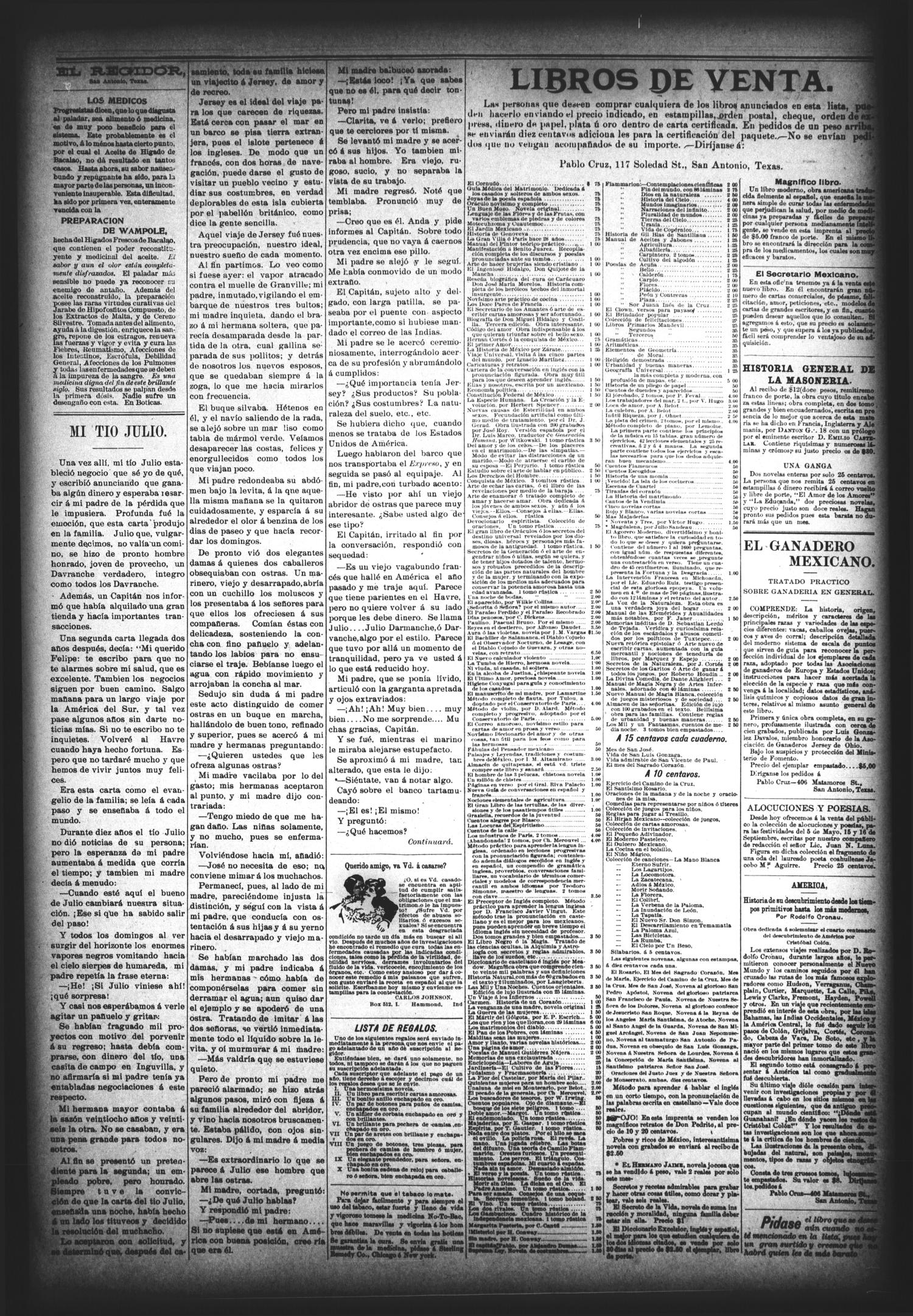 El Regidor. (San Antonio, Tex.), Vol. 11, No. 465, Ed. 1 Thursday, May 26, 1898
                                                
                                                    [Sequence #]: 3 of 4
                                                
