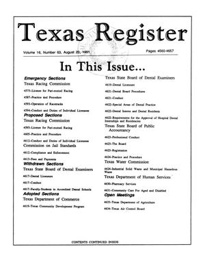 Texas Register, Volume 16, Number 63, Pages 4560-4657, August 23, 1991