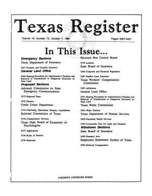 Primary view of object titled 'Texas Register, Volume 16, Number 73, Pages 5357-5421, October 1, 1991'.