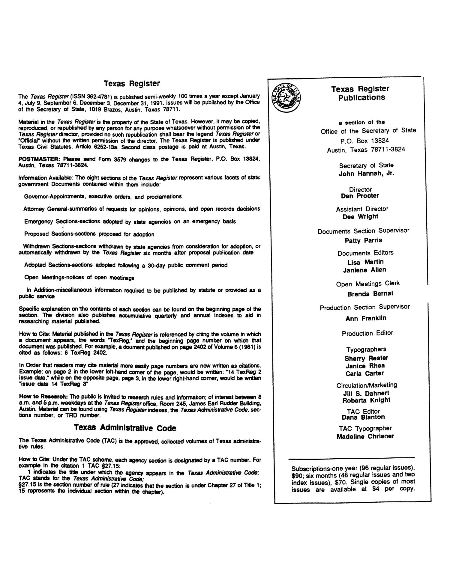 Texas Register, Volume 16, Number 85, Pages 6617-6666, November 15, 1991
                                                
                                                    None
                                                