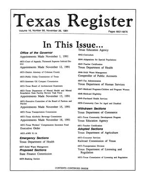 Texas Register, Volume 16, Number 88, Pages 6821-6876, November 26, 1991