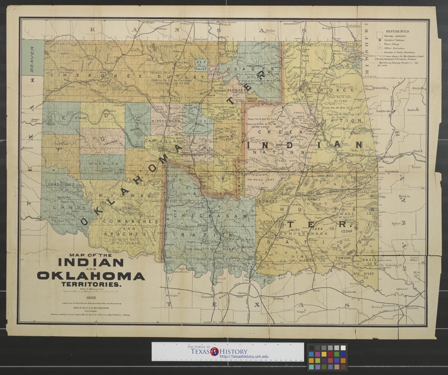 map of the indian and oklahoma territories 1893 the