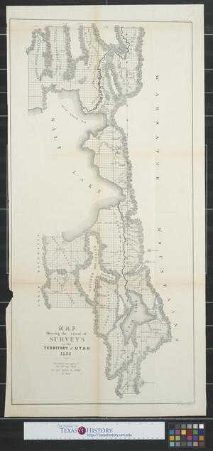 Primary view of object titled 'Map showing the extent of surveys in the territory of Utah.'.