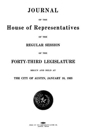 Primary view of object titled 'Journal of the House of Representatives of the Regular Session of the Forty-Third Legislature of the State of Texas, Volume 1'.