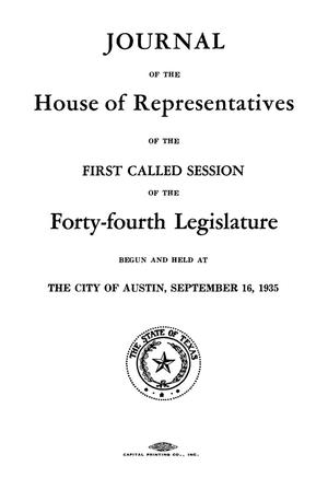 Journal of the House of Representatives of the First and Second Sessions of the Forty-Fourth Legislature of the State of Texas