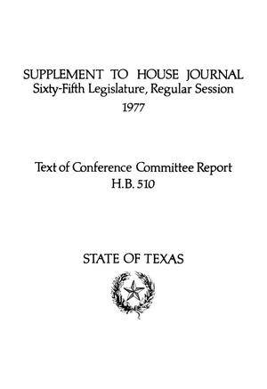 Primary view of object titled 'Journal of the House of Representatives of the Regular Session of the Sixty-Fifth Legislature of the State of Texas, Supplement'.