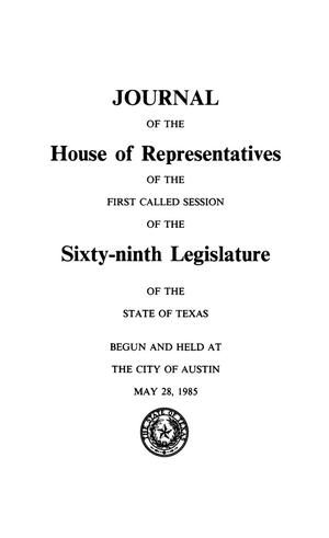 Primary view of object titled 'Journal of the House of Representatives of the Sixty-Ninth Legislature of the State of Texas, Volume 5: First, Second, and Third Called Sessions'.