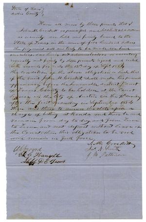 Primary view of object titled 'Documents pertaining to the case of The State of Texas vs. John M. Crockett, cause no. 304, 1853'.