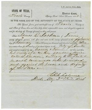 Primary view of object titled 'Documents pertaining to the case of The State of Texas vs. James R. Jackson, cause no. 313, 1853'.