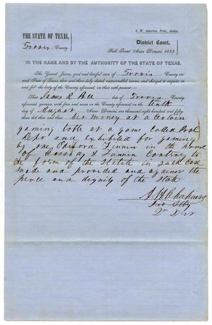 Documents pertaining to the case of The State of Texas vs. James R. Pace, cause no. 328, 1853