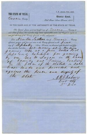 Documents pertaining to the case of The State of Texas vs. Newton Jackson, cause no. 337, 1853