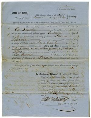Documents pertaining to the case of The State of Texas vs. Ed Finnin, cause no. 358, 1853