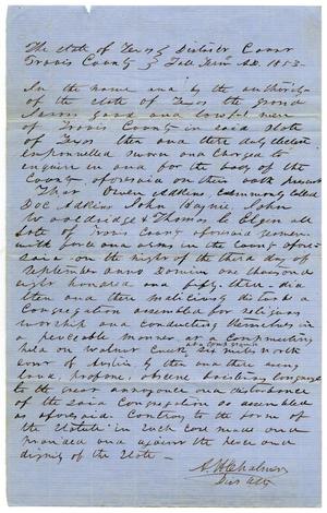 Documents pertaining to the case of The State of Texas vs. Thomas Elgin, Owen Adkins, John Wooldridge, John Haynie, cause no. 367, 1853