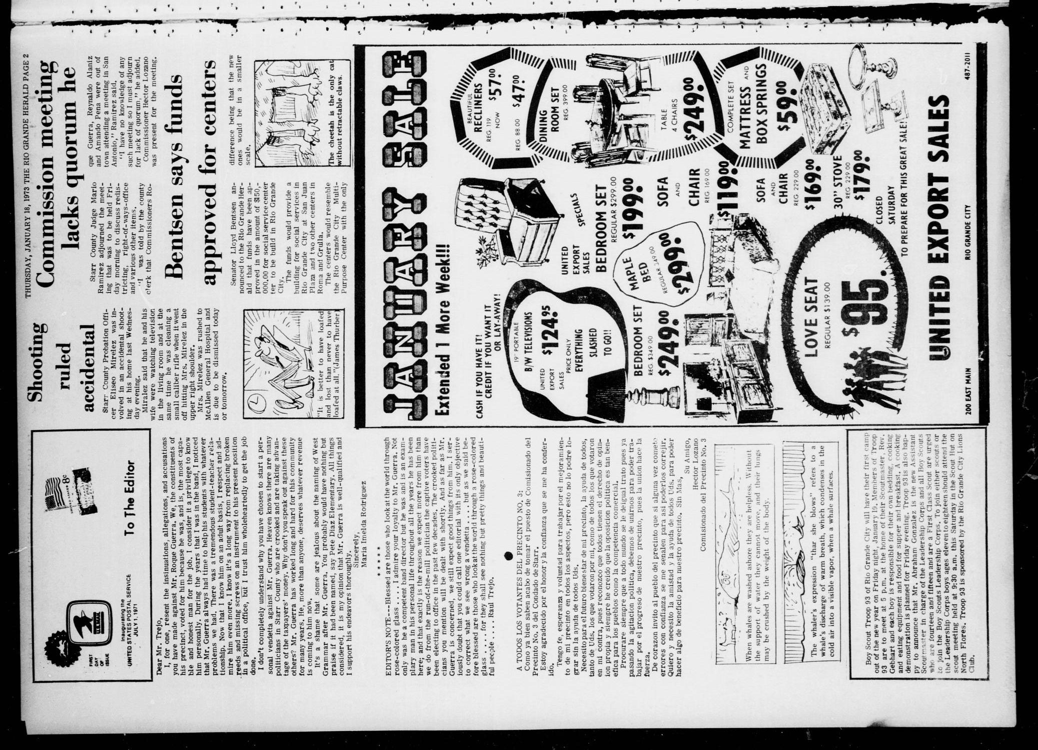 Rio Grande Herald (Rio Grande City, Tex.), Vol. 31, No. 3, Ed. 1 Thursday, January 18, 1973
                                                
                                                    [Sequence #]: 2 of 20
                                                
