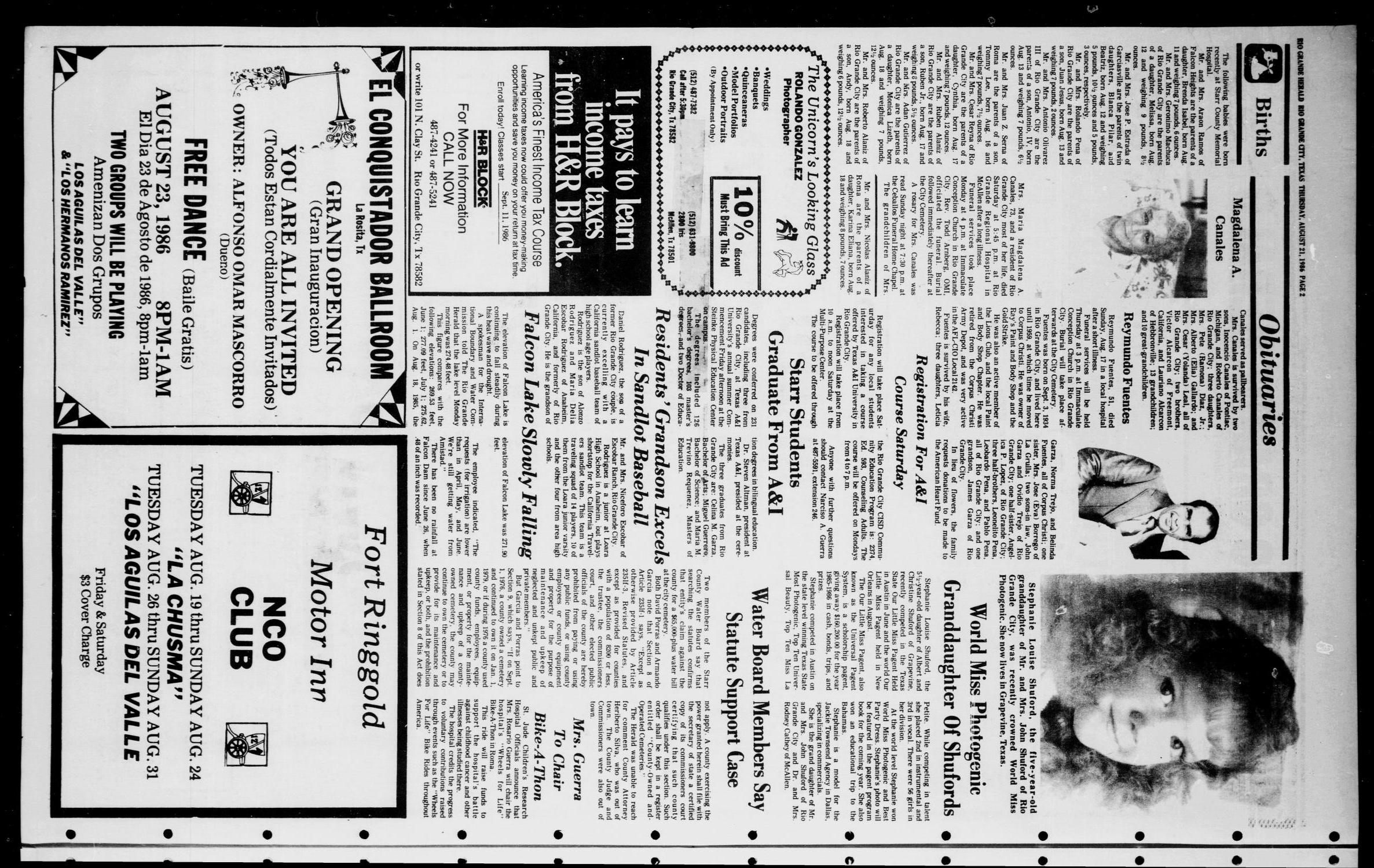 The Rio Grande Herald (Rio Grande City, Tex.), Vol. 40, No. 43, Ed. 1 Thursday, August 21, 1986
                                                
                                                    [Sequence #]: 2 of 8
                                                