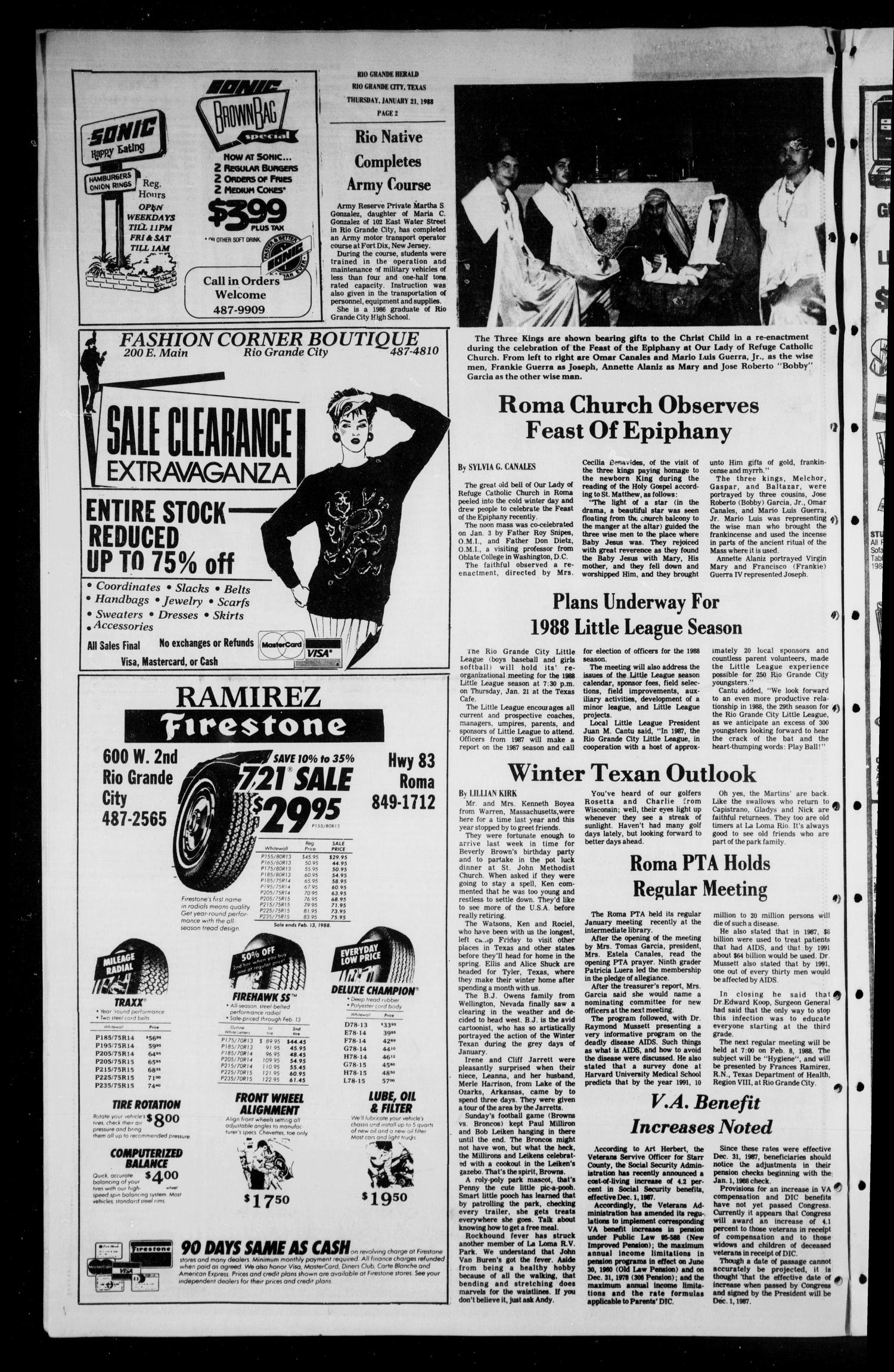 The Rio Grande Herald (Rio Grande City, Tex.), No. 11, Ed. 1 Thursday, January 21, 1988
                                                
                                                    [Sequence #]: 2 of 8
                                                