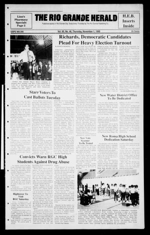 Primary view of object titled 'The Rio Grande Herald (Rio Grande City, Tex.), Vol. 80, No. 48, Ed. 1 Thursday, November 1, 1990'.