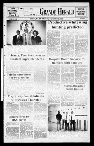 Primary view of object titled 'Rio Grande Herald (Rio Grande City, Tex.), Vol. 81, No. 34, Ed. 1 Thursday, September 2, 1993'.