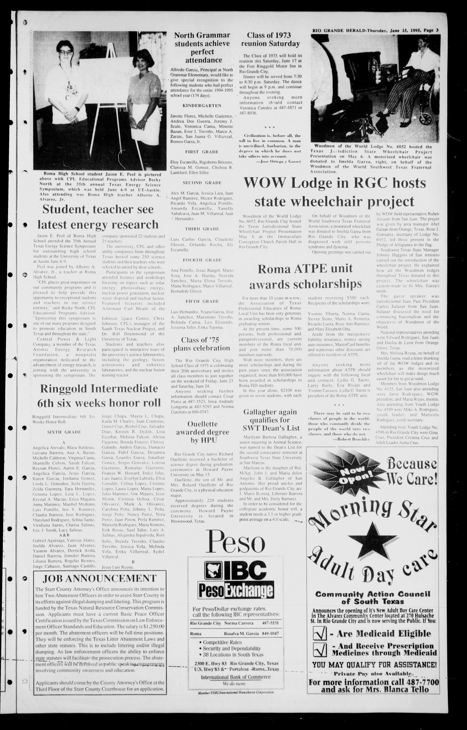 Rio Grande Herald (Rio Grande City, Tex.), Vol. 82, No. 24, Ed. 1 Thursday, June 15, 1995
                                                
                                                    [Sequence #]: 3 of 8
                                                