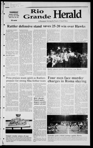 Primary view of object titled 'Rio Grande Herald (Rio Grande City, Tex.), Vol. 85, No. 48, Ed. 1 Thursday, November 26, 1998'.