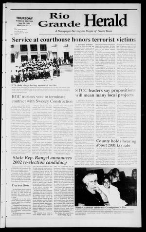 Primary view of object titled 'Rio Grande Herald (Rio Grande City, Tex.), Vol. 88, No. 36, Ed. 1 Thursday, September 20, 2001'.