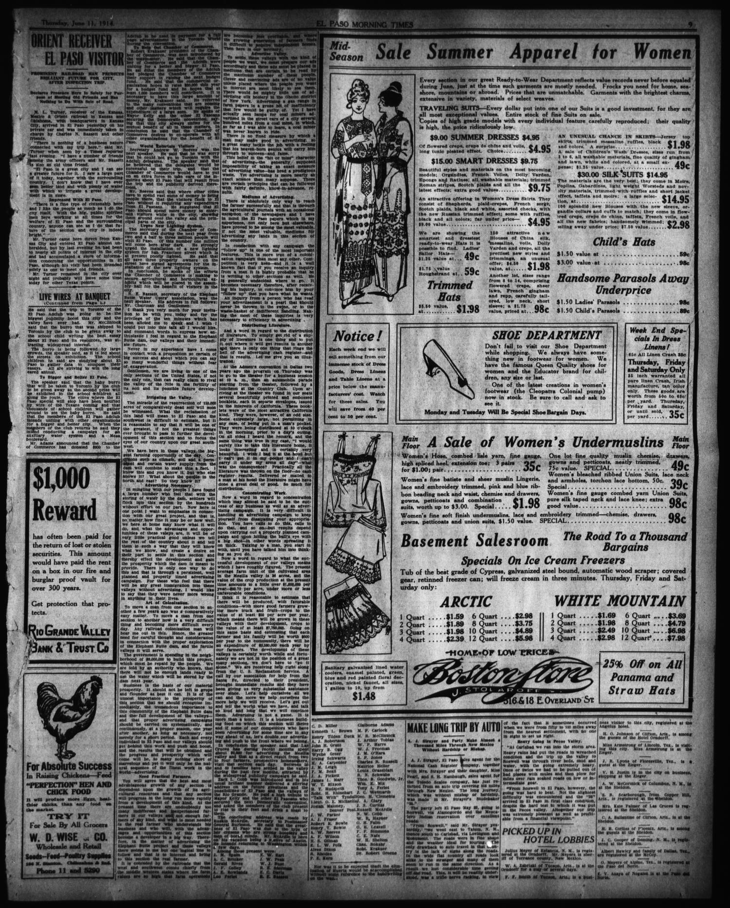 El Paso Morning Times (El Paso, Tex.), Vol. 34TH YEAR, Ed. 1, Thursday, June 11, 1914
                                                
                                                    [Sequence #]: 9 of 16
                                                