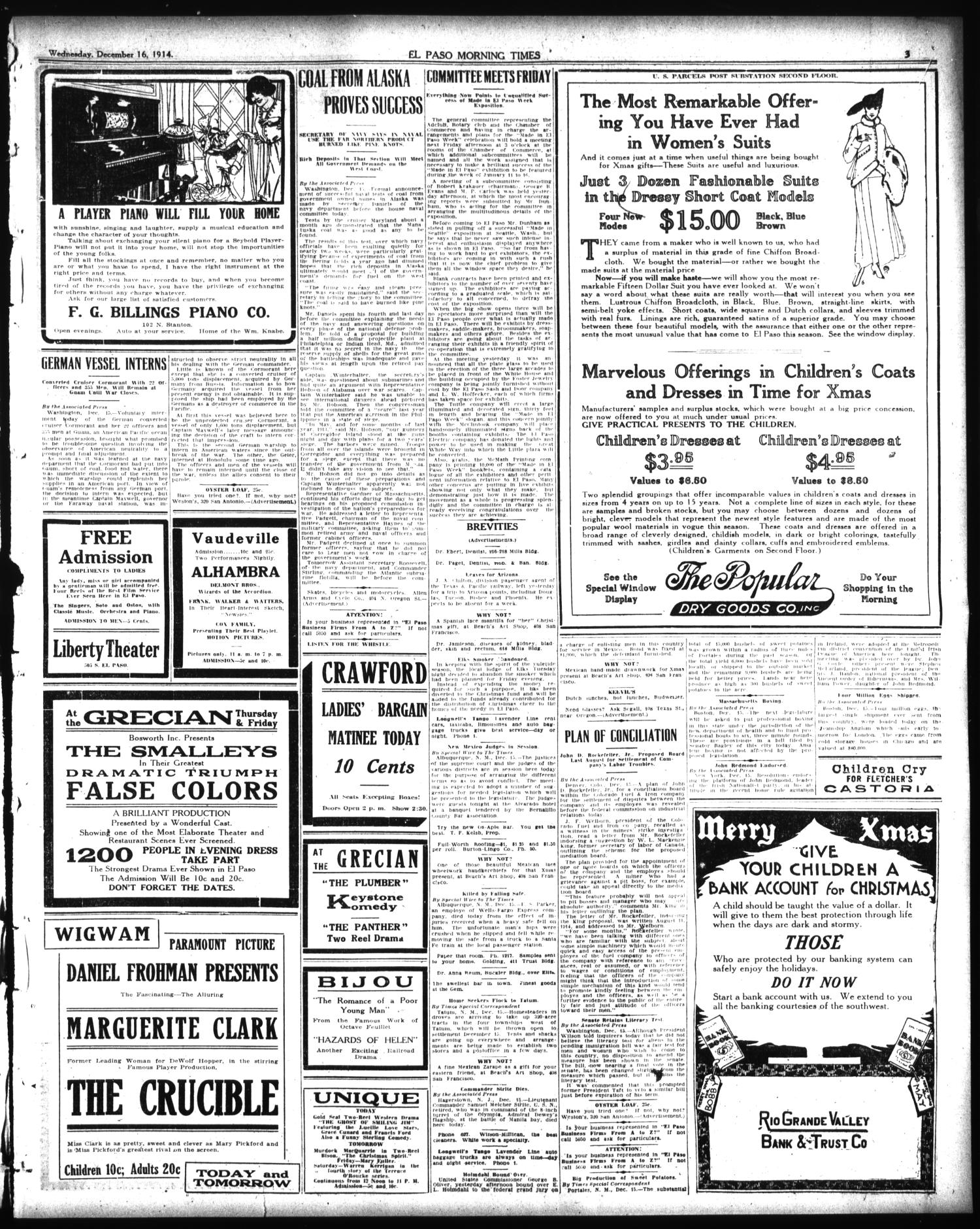 El Paso Morning Times (El Paso, Tex.), Vol. 35TH YEAR, Ed. 1, Wednesday, December 16, 1914
                                                
                                                    [Sequence #]: 2 of 11
                                                