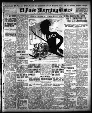 Primary view of object titled 'El Paso Morning Times (El Paso, Tex.), Vol. 35TH YEAR, Ed. 1, Tuesday, May 18, 1915'.