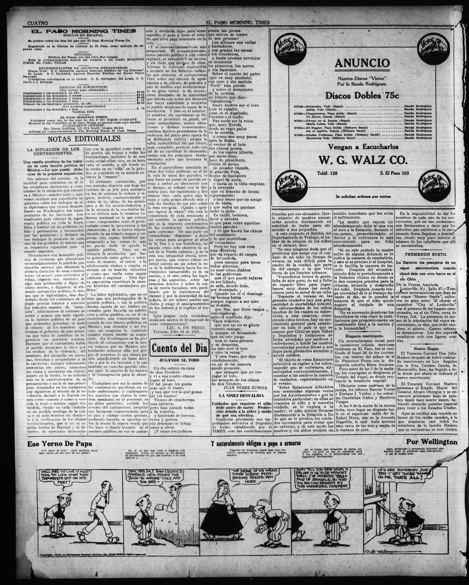 El Paso Morning Times (El Paso, Tex.), Vol. 35TH YEAR, Ed. 1, Saturday, August 28, 1915
                                                
                                                    [Sequence #]: 4 of 4
                                                