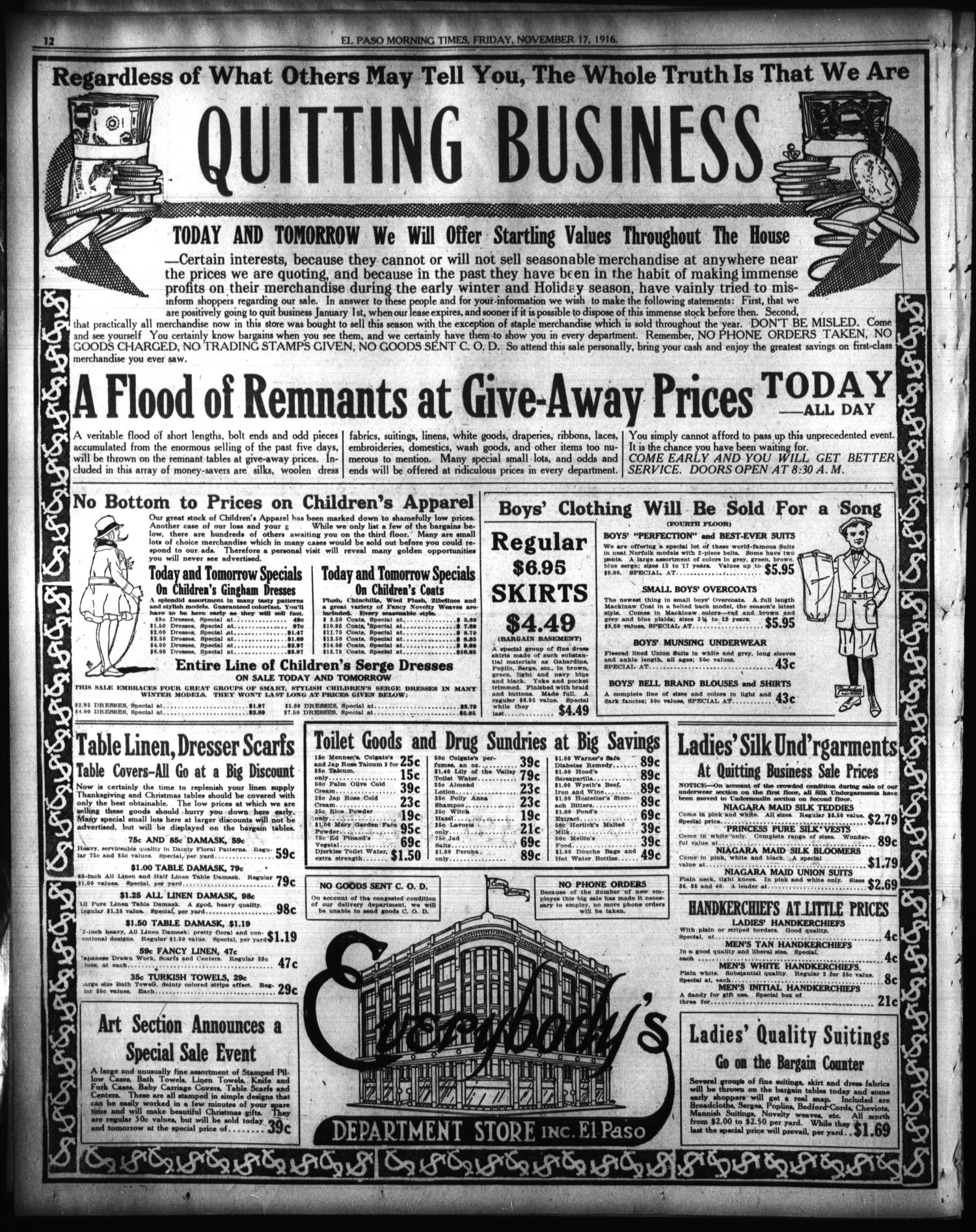 El Paso Morning Times (El Paso, Tex.), Vol. 37TH YEAR, Ed. 1, Friday, November 17, 1916
                                                
                                                    [Sequence #]: 12 of 12
                                                