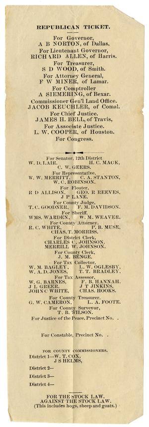Primary view of object titled '[Republican Ticket]'.