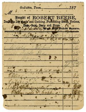 Primary view of object titled '[Receipt from Robert Beebe]'.