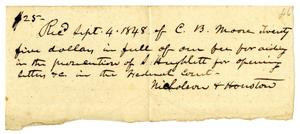 Primary view of object titled '[Receipt from Nicholson and Houston, September 4, 1848]'.