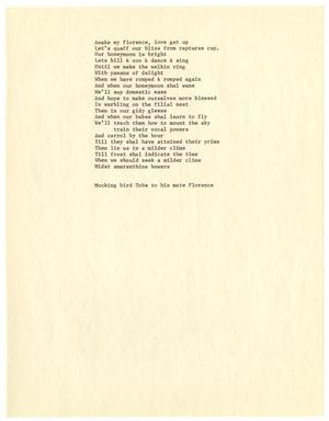 Primary view of object titled '[Poem written by Mocking bird Tobe to his mate Florence]'.