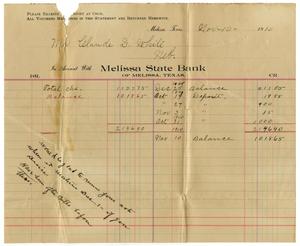 Primary view of object titled '[Account statement, November 10, 1910]'.
