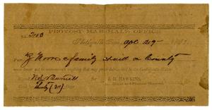 Primary view of object titled '[Provost Marshal's Office Pass for Ziza Moore, April 29, 1863]'.
