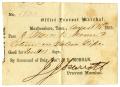 Thumbnail image of item number 1 in: '[Military Pass for Ziza Moore, August 14, 1863]'.