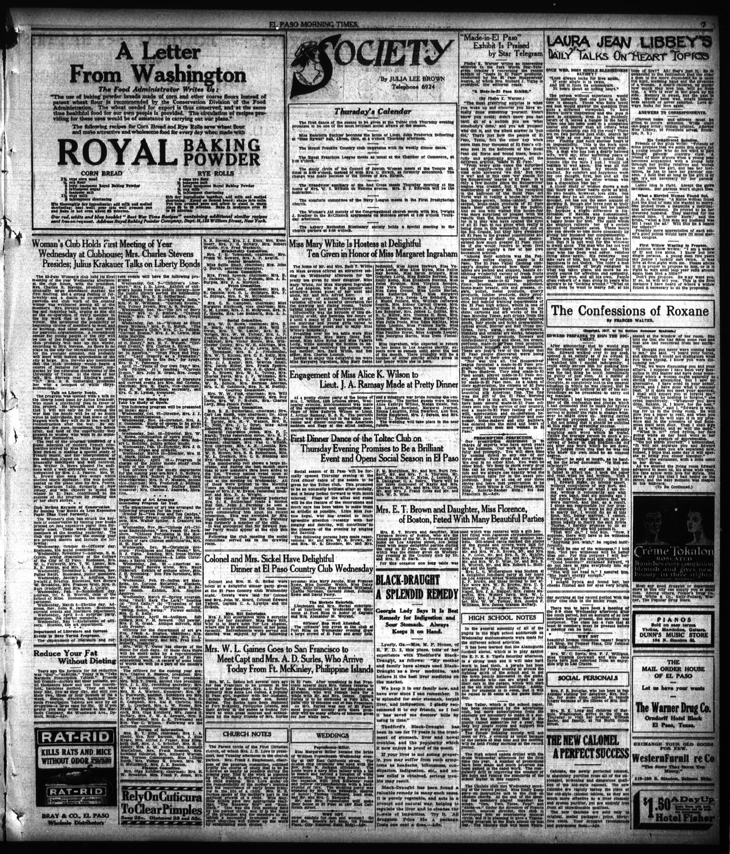 El Paso Morning Times (El Paso, Tex.), Vol. 38TH YEAR, Ed. 1, Friday, October 12, 1917
                                                
                                                    [Sequence #]: 7 of 24
                                                