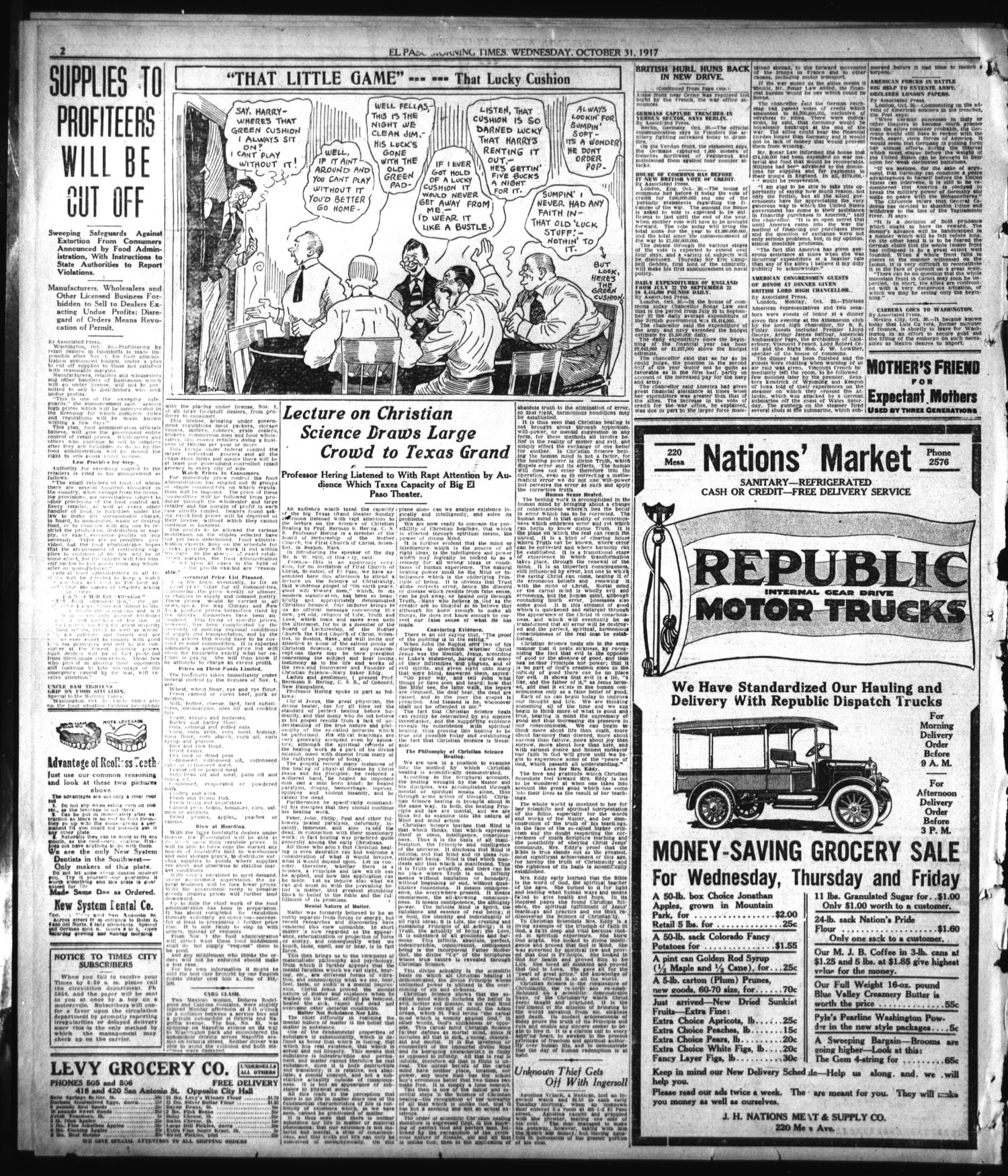 El Paso Morning Times (El Paso, Tex.), Vol. 38TH YEAR, Ed. 2, Wednesday, October 31, 1917
                                                
                                                    [Sequence #]: 2 of 12
                                                