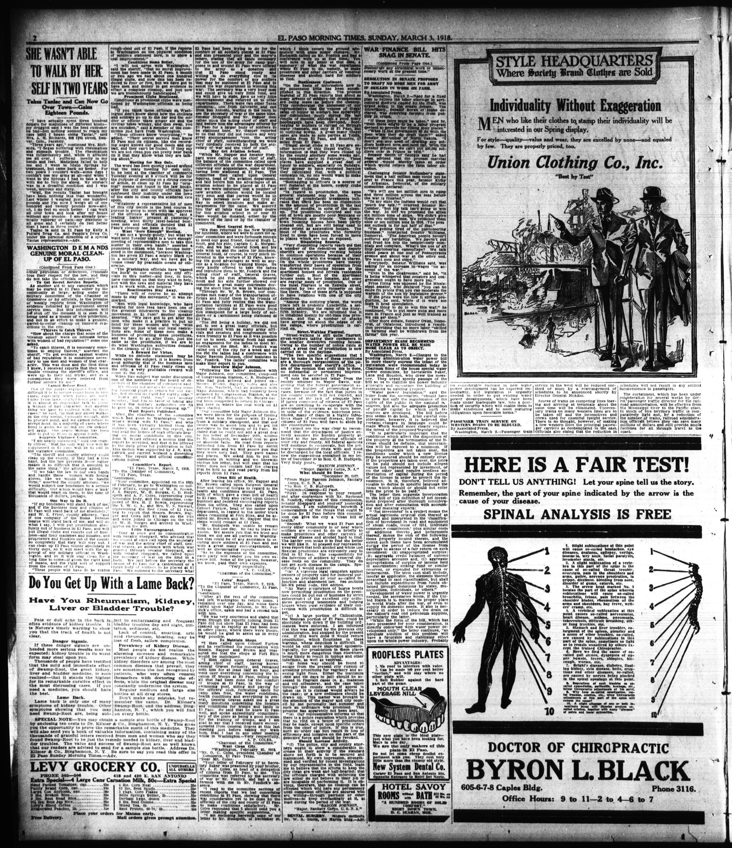 El Paso Morning Times (El Paso, Tex.), Vol. 38TH YEAR, Ed. 1, Sunday, March 3, 1918
                                                
                                                    [Sequence #]: 2 of 34
                                                