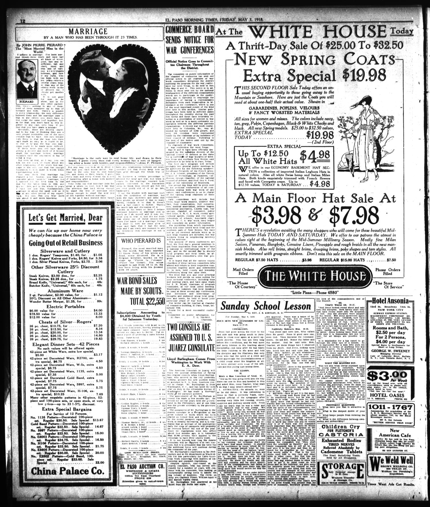 El Paso Morning Times (El Paso, Tex.), Vol. 38TH YEAR, Ed. 1, Friday, May 3, 1918
                                                
                                                    [Sequence #]: 12 of 12
                                                