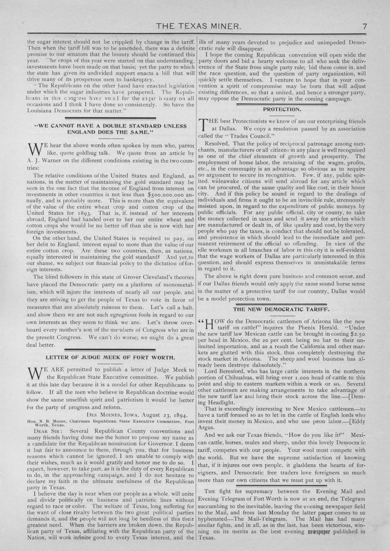 The Texas Miner, Volume 1, Number 36, September 22, 1894
                                                
                                                    7
                                                